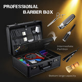 Barber Accessories Case, Profesional Barbers Briefcase Tool Case, Barber Cases for Clippers and Supplies, Hair Scissors Clippers Trimmer Organizer, Barbers Suitcase with Code Lock Black