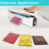 Impulse Heat Sealer Bag Sealer Machine Handheld Sealer Packaging Machine 3mm Sealing for Bag Width Sealing Machine for Self Sealing Plastic with Extra 4 Replacements 2 Fuse Kit(12 inches)