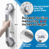 LEVERLOC 2 Pack Shower Grab Bars for Bathtubs and Showers, Easy to Install Suction Shower Handles for Bathroom Removable Handrails for Seniors Elderly Heavy Duty Safety Grip Waterproof Drill Free Gray