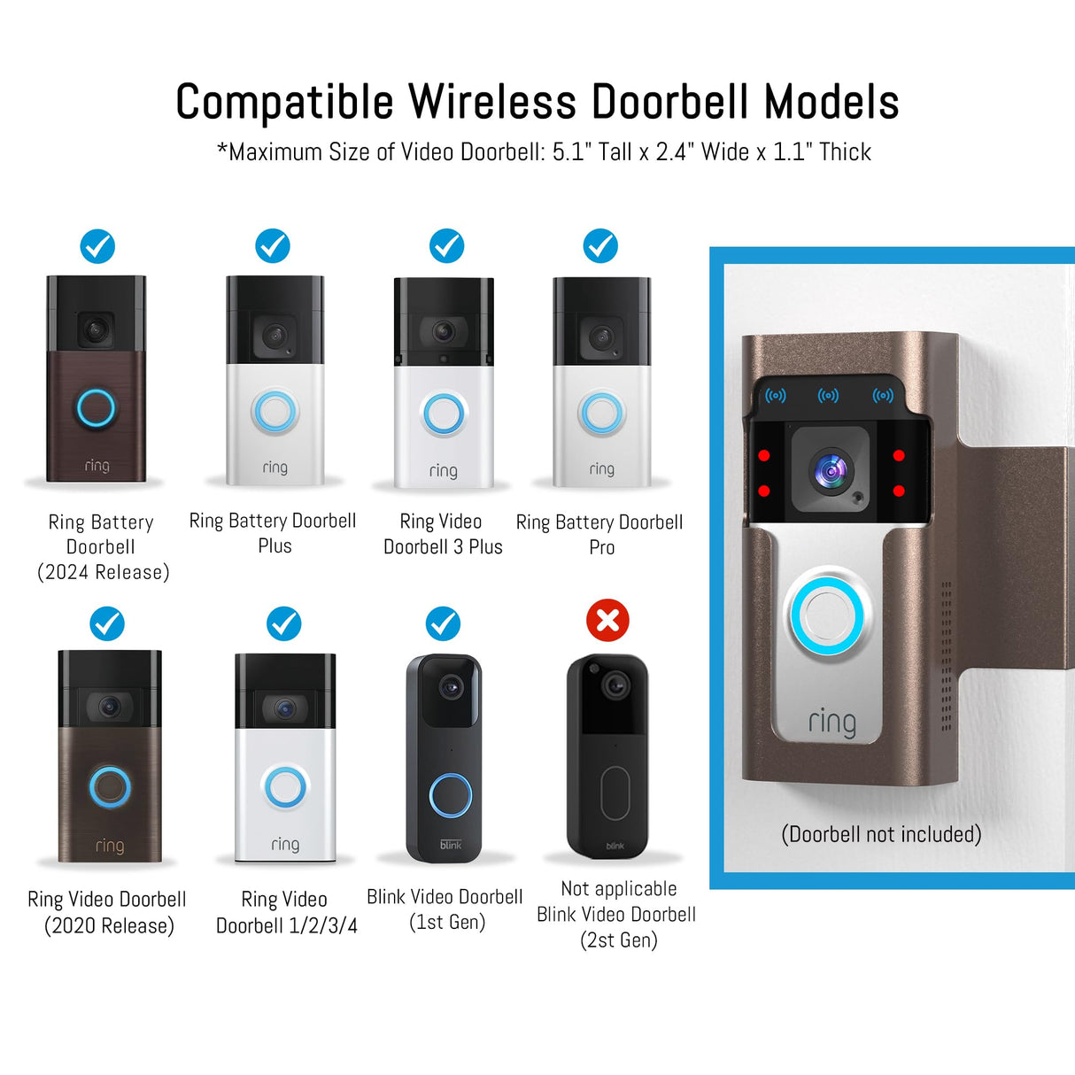Anti Theft Ring Doorbell Mount: Metal Ring Apartment Door Mount Blink Doorbell Camera Holder No Drill - Renter Friendly Ring Doorbell Mount No Damage