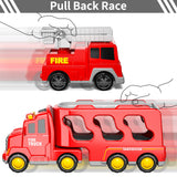 Bennol 5-in-1 Fire Trucks Toy Set for Boys Age 1-3 3-5, Fire Car Truck for Toddlers 1 2 3 4 5 6 Years Old, Christmas Birthday Gift Car Sets with Light Sound