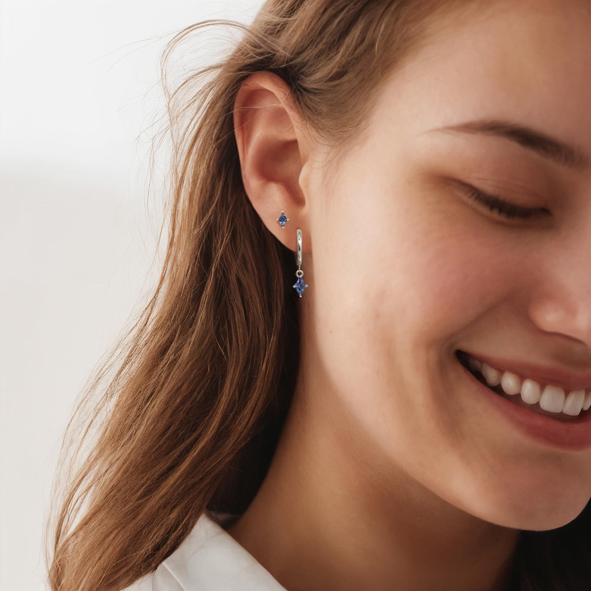 Dainty Blue Earrings Set For Women Dangle Earrings For Women Sterling Silver Hypoallergenic Cartilage Earring Stacks For Multiple Piercing Jewelry Gift