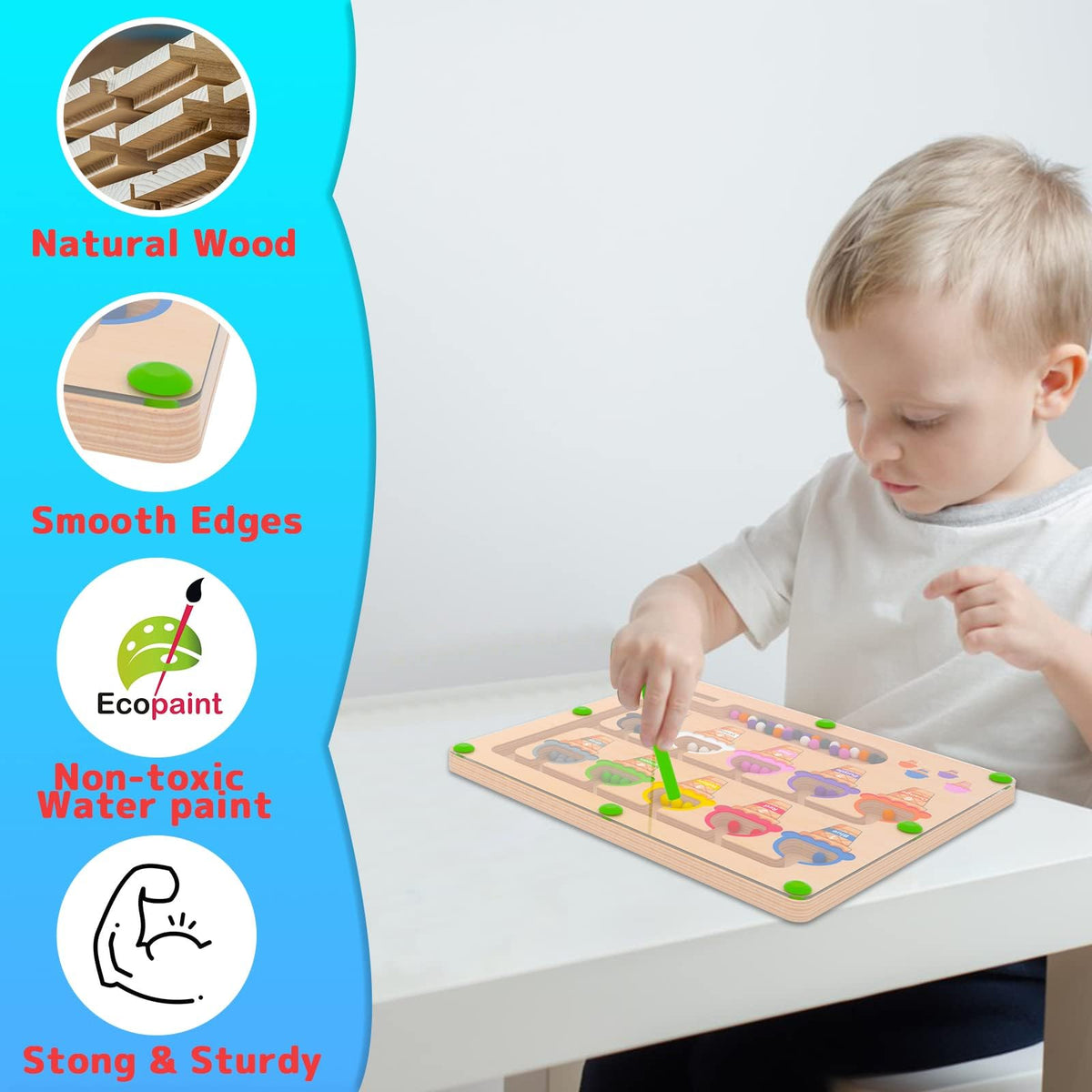 MTYOKILN Magnetic Color & Number Maze - Montessori Toys for 3 4 5 Year Old