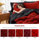 MUXHOMO Queen Comforter Set 7 Pieces, Reversible Bed in a Bag, Red/Black