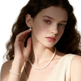 Freshwater Pearl Necklace Set Includes Bracelet and Earrings Genuine Pearl Set Jewelry for Women 925 Sterling Silver Pearl Jewelry for Mother's Day, Anniversary, Birthday, Valentine's Day, Wedding