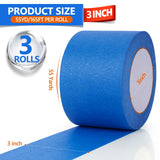NEOACT 3 Rolls Blue Painters Tape 3 Inches,55 Yards Masking Tape No Residue Blue Tape Wide Roll for Wall Painting,Home Improvement,Packing,DIY Craft Arts