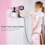 Paint Sprayer, 700W HVLP Paint Spray Gun with Cleaning & Blowing Joints, 4 Nozzles and 3 Patterns, Easy to Clean, for Furniture, Cabinets, Fence, Walls, Door, Garden Chairs etc. VF803 Pink