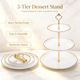 Goaste 3 Pack Tiered Cupcake Stand, Plastic Cupcake Stand Tower, 3 Tier Round Shape Dessert Serving Tray, White Cookie Candy Buffet Stand for Tea Party, Baby Shower, Wedding, Birthday, Christmas