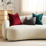 DEZENE Throw Pillow Covers 18x18 Wine Red: Pack of 2 Cozy Soft Velvet Square Modern Luxury Decorative Throw Pillow Cases for Christmas Sofa Couch Living Room Bed Home Decor