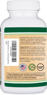 Bacopa Monnieri Capsules 20% Bacosides 450mg, 90 Count (Non-GMO, Gluten Free) Brahmi Extract (Memory Supplement for Brain Health, Focus, and Cognitive Function) by Double Wood