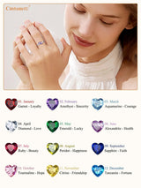 Custom4U Sterling Silver Rings for Women Personalized Name Ring with 2 Birthstones Engagement Promise Wedding Band Sparkling Jewelry Daily Wear