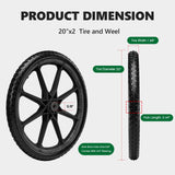20" Flat Free Tire and Wheel with 3/4" & 5/8" Bearing, 2 Pack