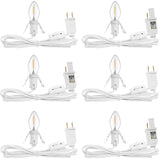 6 Packs 6ft Village Light Cord with 1W C7 LED Bulb, Salt Lamp Cord with ON/Off Switch and 2 Spare Fuses, Blow Mold Light Ideal for Christmas Village House Craft Decorations