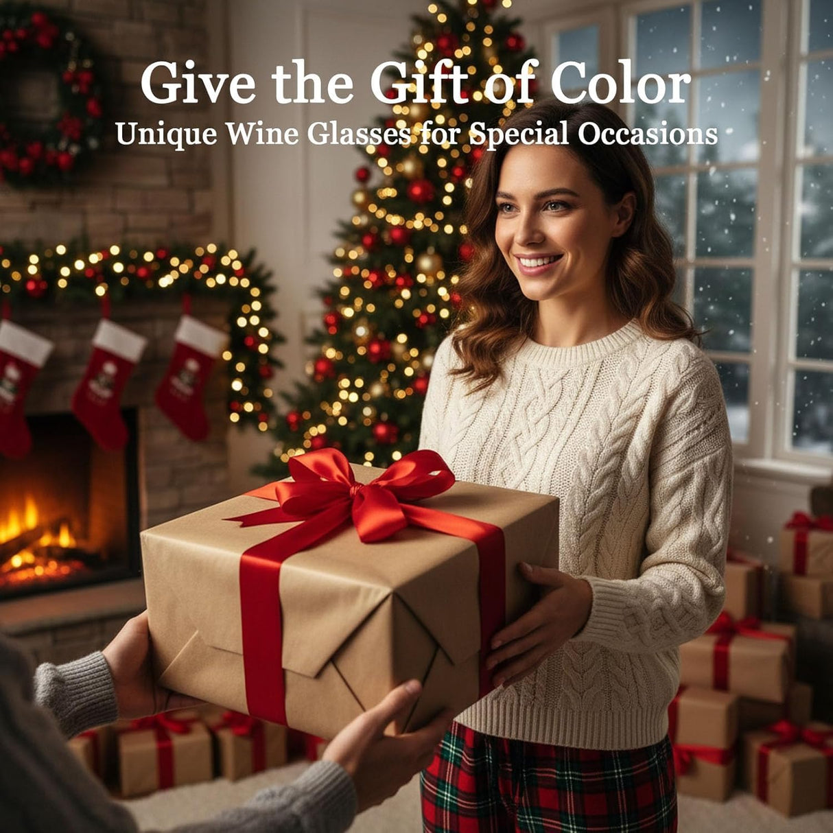 comfit Colored Wine Glasses Set of 6-15 oz Hand-blown Lead-free Crystal - Birthday Wedding Housewarming Christmas Gifts for Wine Lovers Women, Mom, Wife, Friend, Sister, Daughter