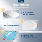 Amico 12 Pack 4 Inch 5CCT Ultra-Thin LED Recessed Dimmable Can/Ceiling Light with Junction Box, 2700K/3000K/3500K/4000K/5000K Selectable, 11W Eqv 70W, 800LM High Brightness Wafer Downlight - ETL&FCC