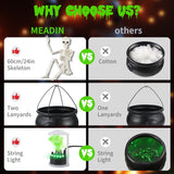 MEADIN Halloween Decorations Outdoor - Large Witches Cauldron on Tripod with Cauldron Diffuserr and Big Skeleton - Black Plastic Cauldron Halloween Decor for Outside Yard Lawn Home Porch Door