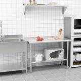 STABLEINK NSF Stainless Steel Prep & Work Table 24 x 48 Inches 4ft Heavy Duty Metal Table with Backsplash and Undershelf for Commercial Kitchen, Restaurant, Hotel, Laundry and Garage