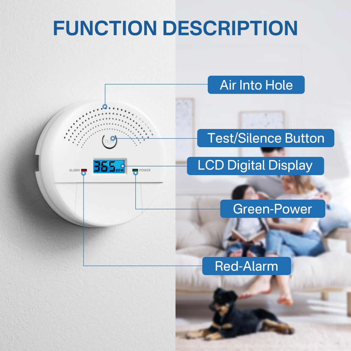 4-Pack, 2-in-1 Smoke and Carbon Monoxide Detector Combo, Battery Operated CO & Smoke Fire Alarm Carbon Monoxide Detectors with LCD Display for Home, Easy to Install