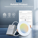 Amico 4 Pack 4 Inch 5CCT Ultra-Thin LED Recessed Ceiling Light with Junction Box, 2700K/3000K/3500K/4000K/5000K Selectable, 10W Eqv 60W 800LM Brightness Dimmable Canless Wafer Downlight, ETL & FCC