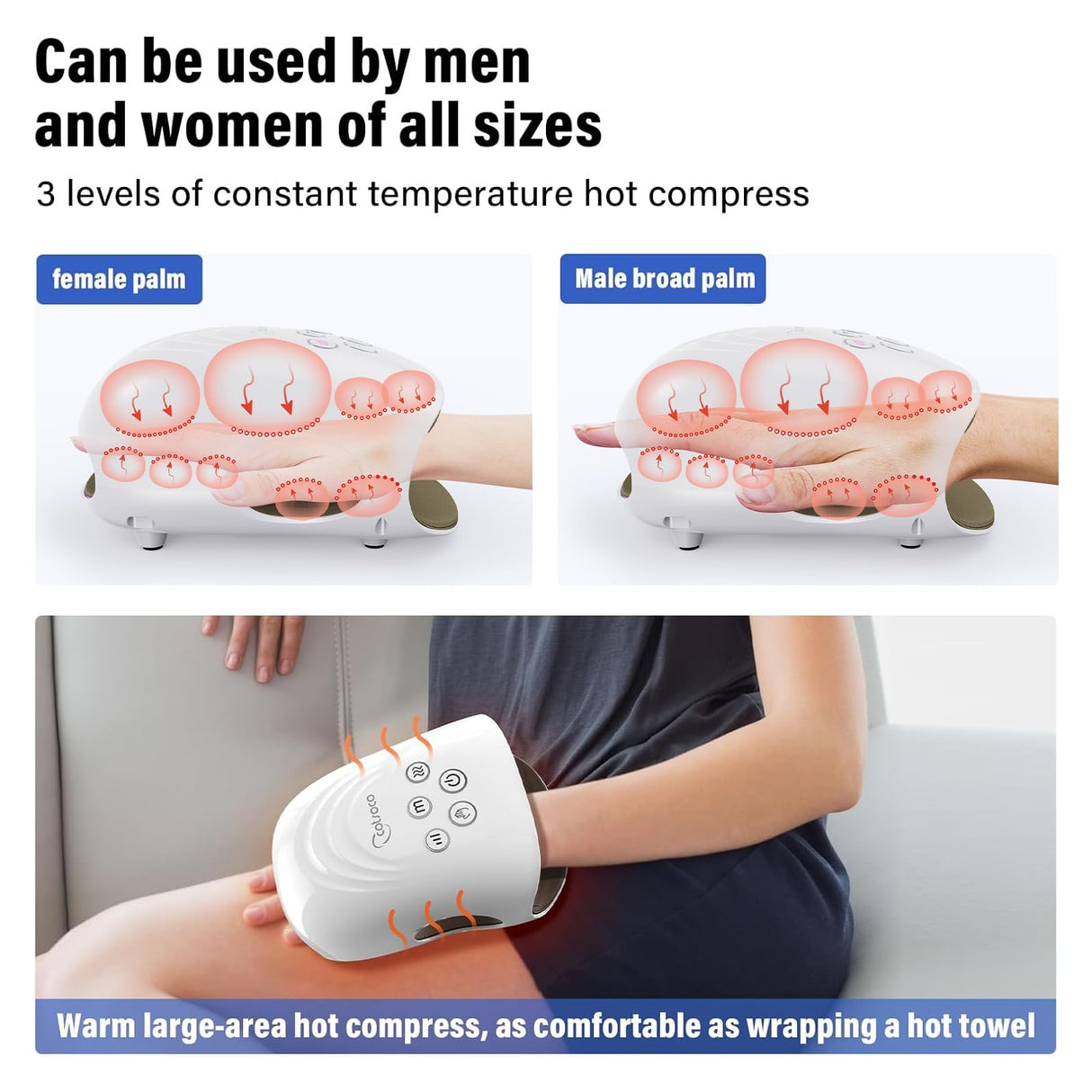 cotsoco Hand Massager with Heat and Compression for Arthritis and Carpal Tunnel, Birthday Gifts for Women Mom Men,White, Gift for Birthday