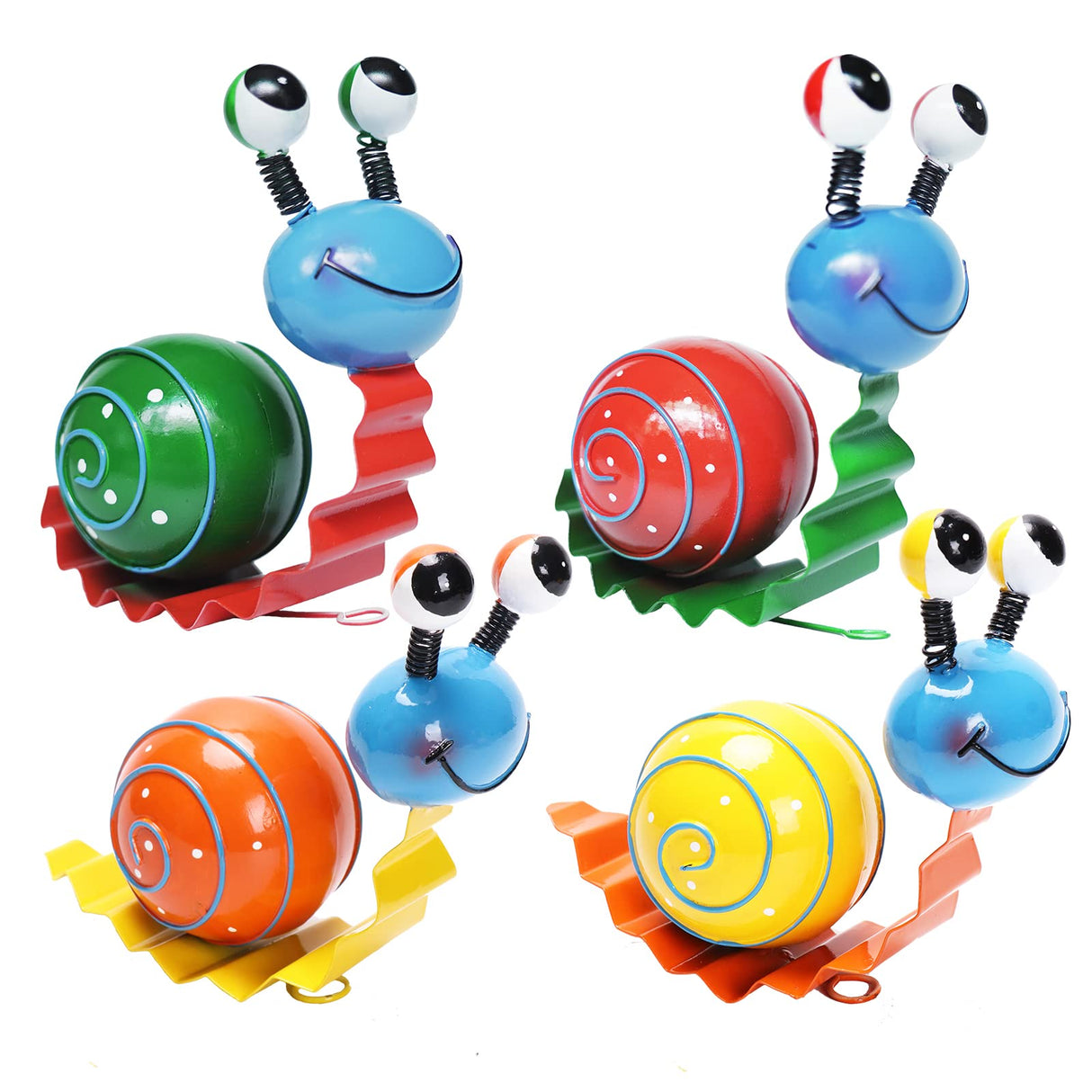 Cruis Cuka Metal Yard Art Cute Snails Garden Decor for Outside Lawn Ornaments Patio Outdoor Decorations - Set of 4(Yellow,Orange,Green,Red)