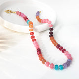 HAXIYA Colorful Beaded Gemstone Necklace for Women Boho Choker for Beach