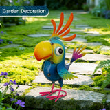 ViteenLight Metal Parrot Statue Outdoor Garden Decor,15" Bird Decor Yard Statue Decorations Outdoor,Funny Parrot Sculpture for Patio, Lawn, Backyard