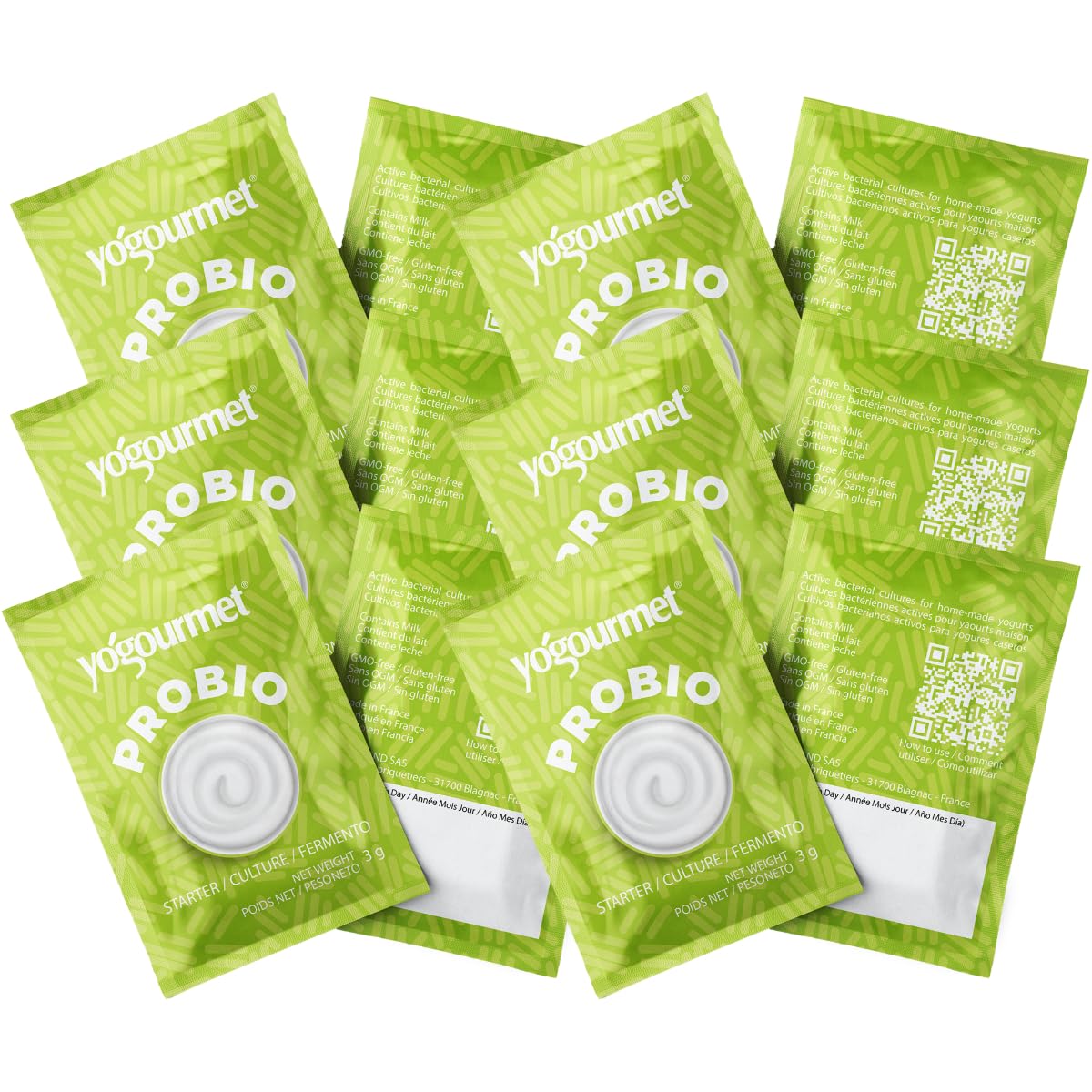 Yogourmet Yogurt Starter With Probiotics (12 Pack Bulk Version) - Make Yogurt at Home - Starter Culture - All Natural, Gluten Free, Kosher, Halal - 3 g Sachets