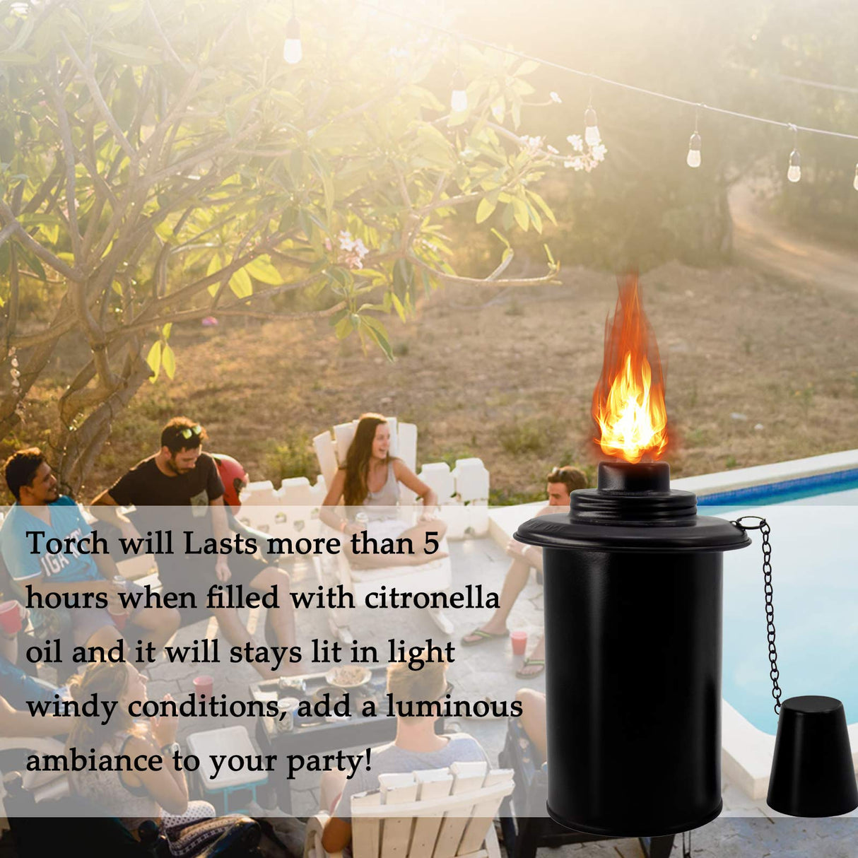 Torch Replacement Canisters, Bamboo Lantern Refillable Torches, Decorative Torch Canister Replacement for Yard, Patio, Deck, Garden, Party, Landscape (12oz 4Pack)