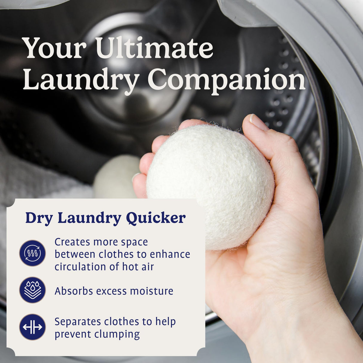 Handy Laundry Wool Dryer Balls - Natural Fabric Softener, Reusable, Reduces Clothing Wrinkles and Saves Drying Time, Better Alternative to Plastic Balls and Liquid Softener (Pack of 12)