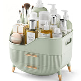 Pajiriona Makeup Organizer with Drawers, Green Skincare Organizer for Vanity, Storage Box with Handle, Large Cosmetic Display Case for Dresser, Bathroom Countertop