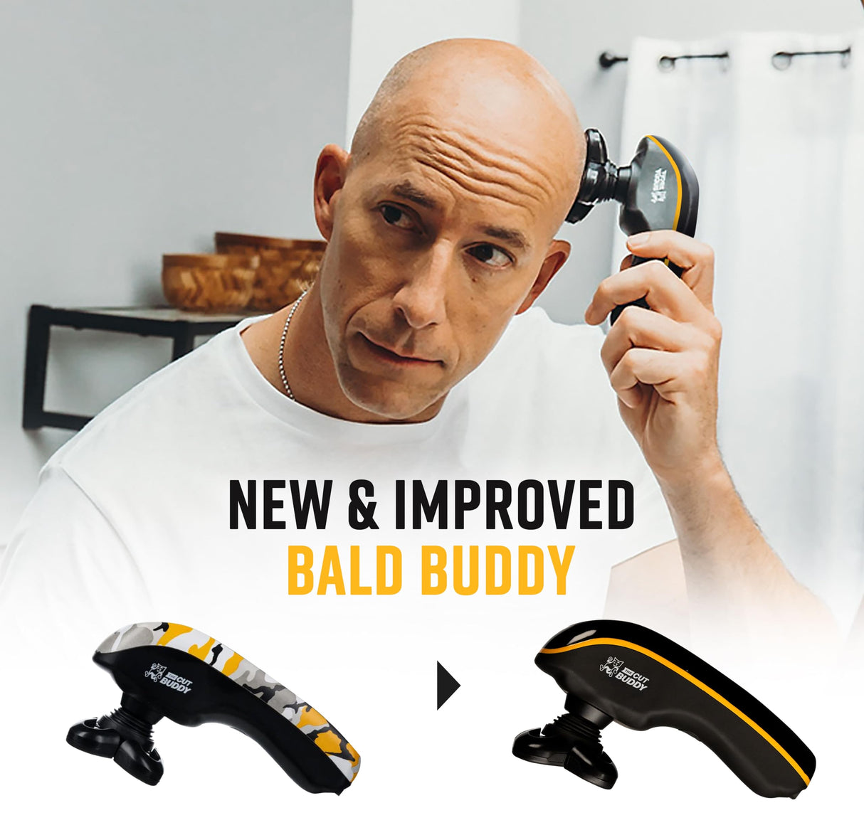 The Cut Buddy Bald Buddy Head Shaver, Waterproof, Rechargeable Electric Razor, Cordless, Ergonomic Design, Battery & Cleaning Indicator