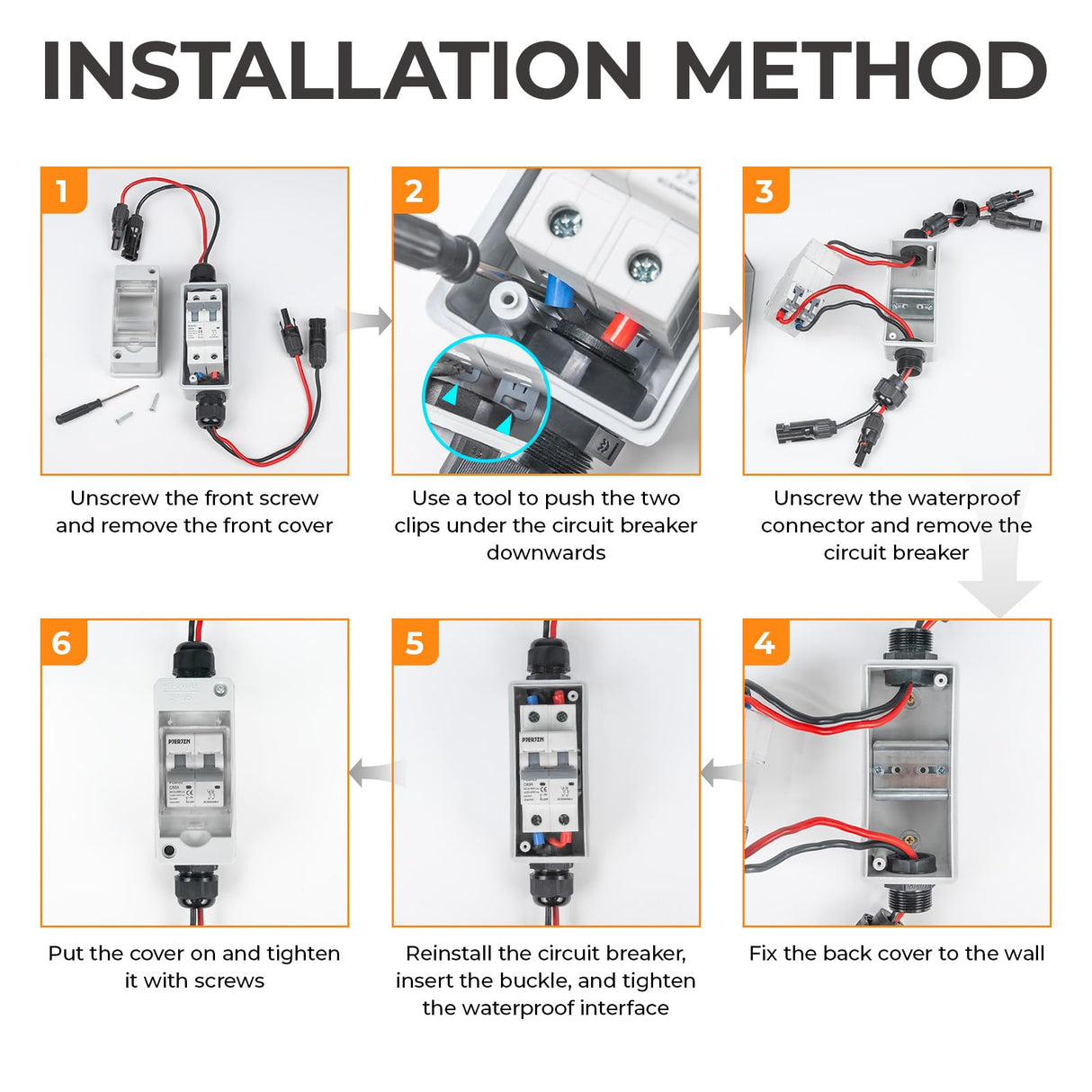 Pjerjzn Solar Panel Disconnect Switch 1000V 60A PV Disconnect Switch Outdoor Miniature Circuit Breaker IP65 for Solar PV Homes Battery (1000V 60 Amp)