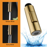 Tohlar Pull Down Kitchen Faucet Sprayer Head Replacement Part, 3 Function Pull Out Sink Sprayer Replacement Nozzle, Kitchen Faucet Head Hose Spray Tap Spout, Brushed Gold