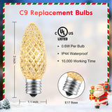 Brightown C9 LED Replacement Bulbs, 25 Pack C9 Christmas Light Bulbs Warm White, Shatterproof LED Bulbs for Christmas String Light, E17 Intermediate Base, Commercial Grade Dimmable Shatterproof Bulb