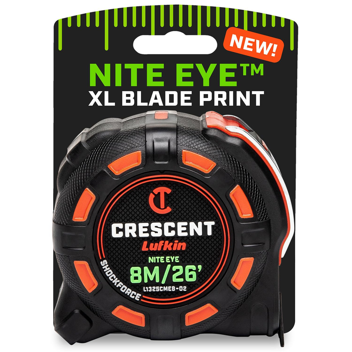 Crescent Lufkin 8 Meter / 25 Ft. SHOCKFORCE NITE EYE Tape Measure | L1325CMEB-02