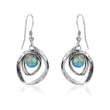 Phyonio Teal Turquoise Earrings for Women 925 Sterling Silver Turquoise Dangle Earrings Vintage Swirl/Spiral Ear Hook Earrings