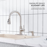 GAGALIFE Built in Sink Soap Dispenser or Lotion Dispenser for Kitchen Sink, Brushed Nickel ABS Pump Head, with 17 Ounce Large PET Soap Bottle