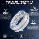 Egnaro Men's Silicone Rings, 8mm Wide Two Tone Rubber Wedding Band for Him