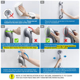 LEVERLOC Shower Grab Bars 2 Pack, Suction Grab Bar Easy to Install Shower Handle for Bathroom Removable Handrails for Seniors Elderly Heavy Duty Safety Grip Waterproof Drill Free, Silver