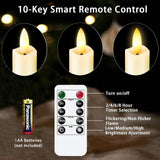 KSWING Upgraded Real Wax Short LED Flameless Taper Candles with Remote, 6 PCS Ivory Candlesticks Battery Operated 3D Flickering - 6" Realistic Fake Candle Sticks for Home/Wedding/Fireplace Xmas Decor