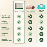 Clean Skin Club Bamboo Viscose Clean Towels XL™, 100% USDA Biobased Face Towel, Disposable Face Towelette, Makeup Remover Dry Wipes, Ultra Soft, 50 Ct, 1 Pack