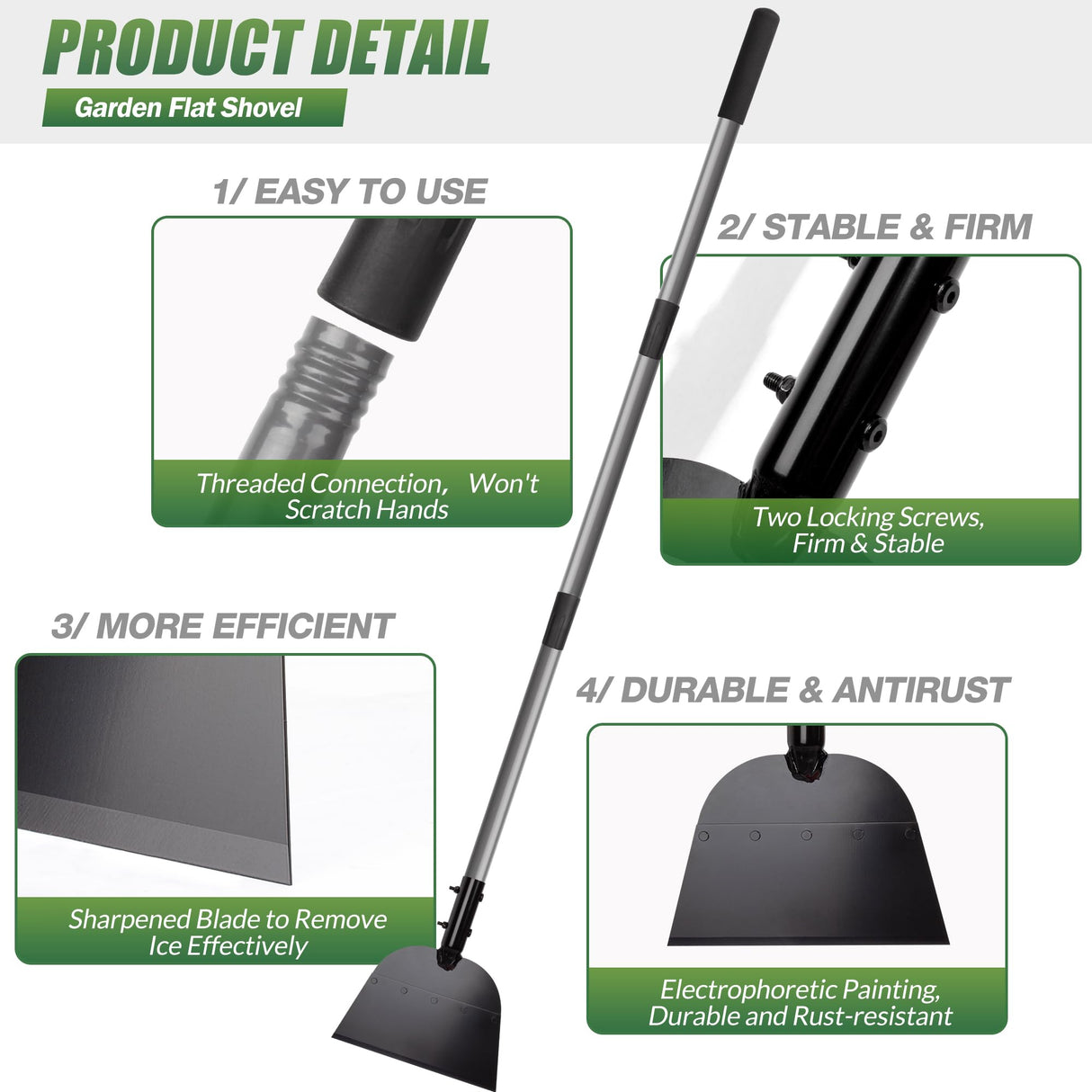 Walensee Floor Scraper, Long Handle Flat Shovel for Weeding and Lawn Edging