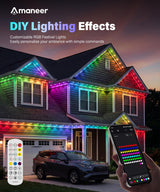 AMANEER Permanent Outdoor Lights for House, 200ft RGB Christmas LED Light