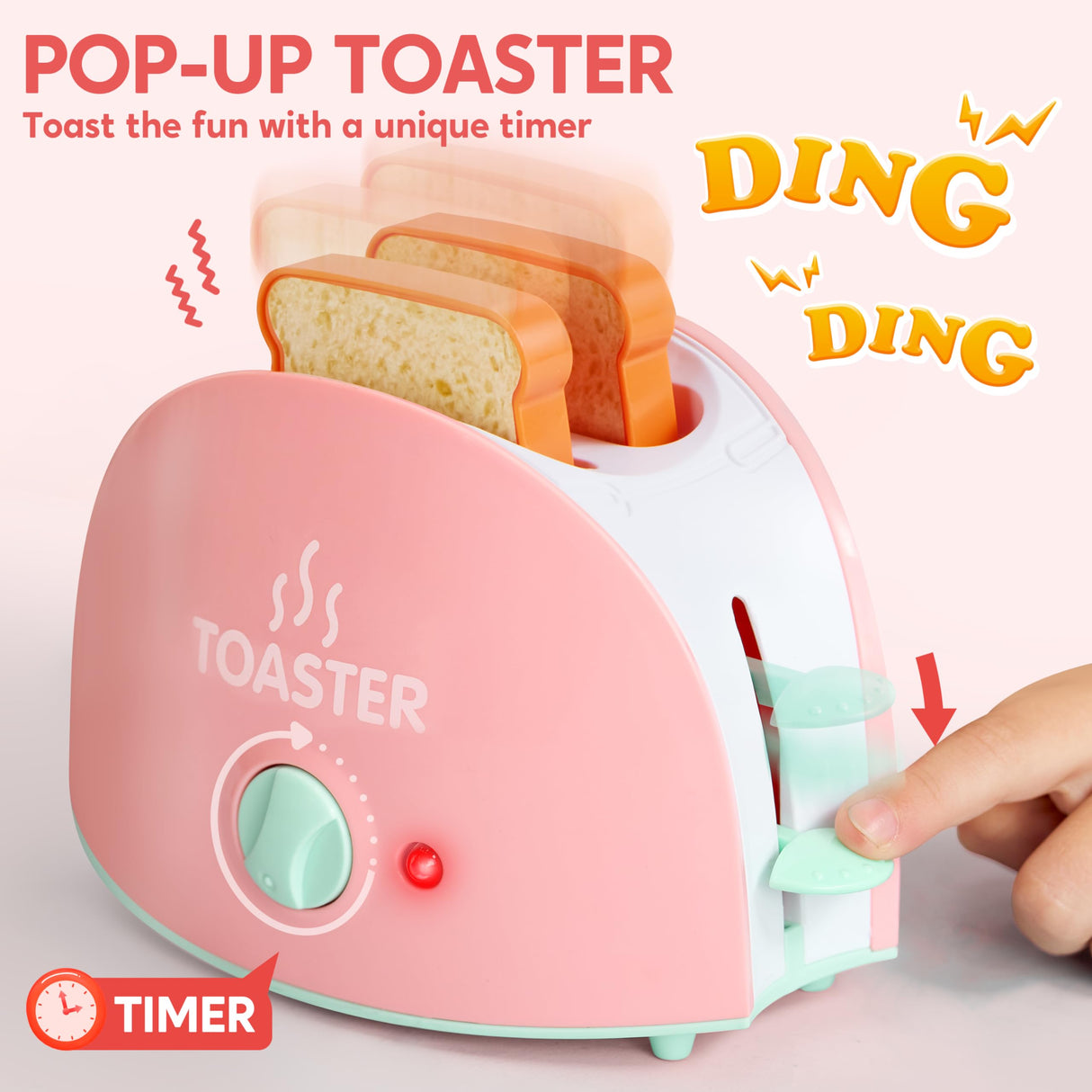 Joyin Play Kitchen Toys, Pretend and Play Food Kitchen Accessories Girls Toy with Coffee Maker, Mixer, Toaster with Realistic Lights& Sounds, Birthday Gift for Kids Gifts for Christmas