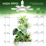 SANSI Hanging Grow Lights for Indoor Plants, 60W Hanging Plant Light with Timer, Adjustable 6-Panels, Full Spectrum, 4700LM, 4000K Daylight, Pendant Grow Light, 16.4FT Power Cord for Tall Large Plants