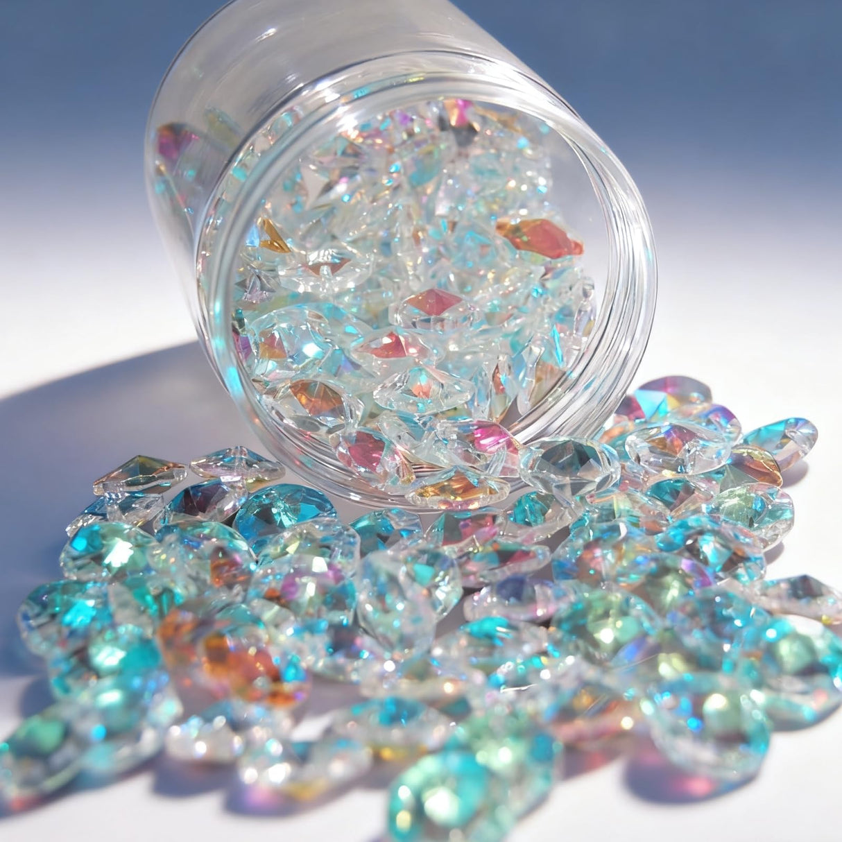 Troyune 200pcs 14mm Crystal Glass Octagon Beads with 2 Holes, Faceted Prism Spacer for DIY Jewelry Making, Chandelier Replacement, Suncatcher, Lamp Hanging Ornaments and Pendant Crafts