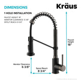 KRAUS Bolden Commercial Style 2-Function Single Handle Pull Down Kitchen Faucet in Matte Black/Black Stainless, KPF-1610MBSB (Pack of 1)