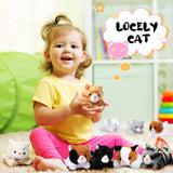 Sumind 8 Pcs Cat Stuffed Animals Bulk Plush Pets 5 Inch Cute Assorted Plush Cats Horse for Birthday Halloween Christmas Party Favors Favors(Lying Cat)
