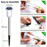 DenicMic Solar Lights Outdoor 10 Pack Waterproof 6000K Cold White LED Stainless Steel Stake for Pathway Yard Garden Driveway Solar Powered Outside Christmas Decor